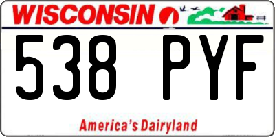 WI license plate 538PYF