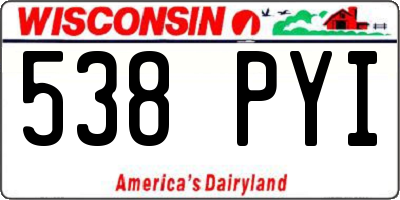 WI license plate 538PYI