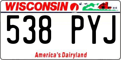 WI license plate 538PYJ