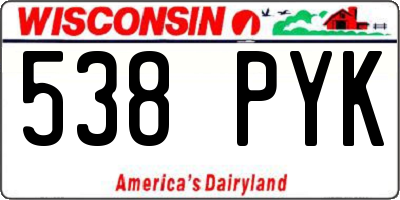 WI license plate 538PYK