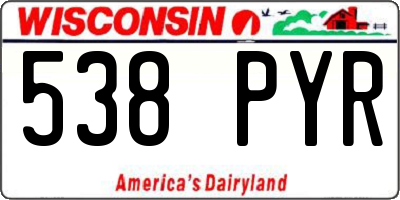 WI license plate 538PYR