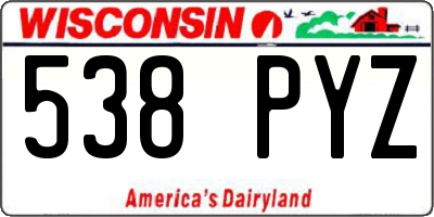 WI license plate 538PYZ