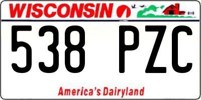 WI license plate 538PZC