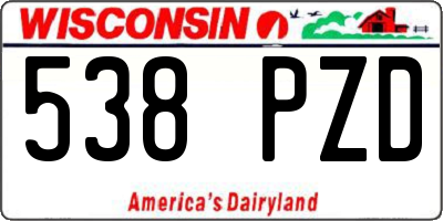 WI license plate 538PZD