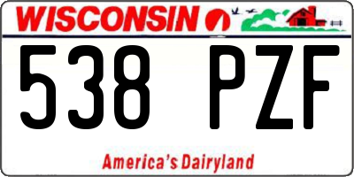 WI license plate 538PZF