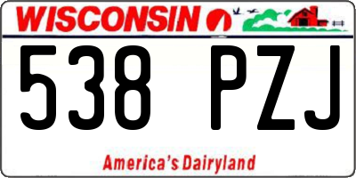 WI license plate 538PZJ