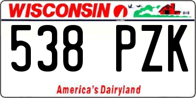 WI license plate 538PZK