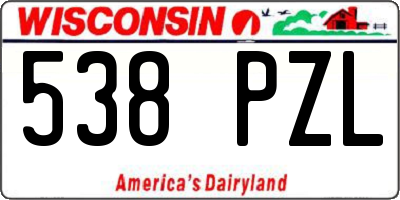WI license plate 538PZL
