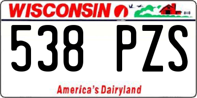 WI license plate 538PZS