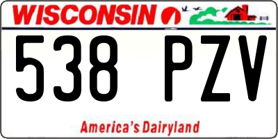 WI license plate 538PZV
