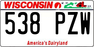 WI license plate 538PZW