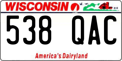 WI license plate 538QAC