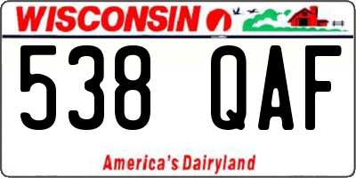 WI license plate 538QAF