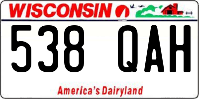 WI license plate 538QAH