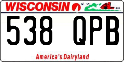 WI license plate 538QPB