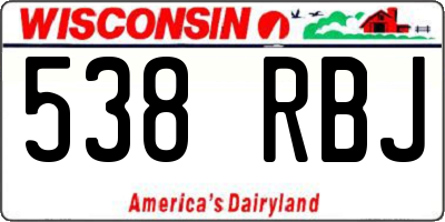 WI license plate 538RBJ