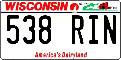 WI license plate 538RIN