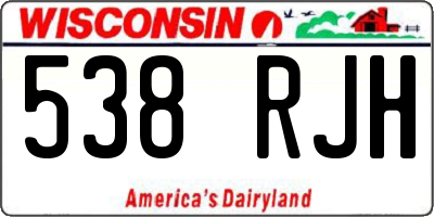 WI license plate 538RJH