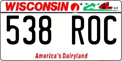 WI license plate 538ROC