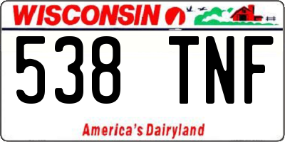 WI license plate 538TNF