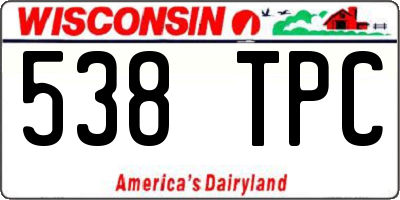 WI license plate 538TPC