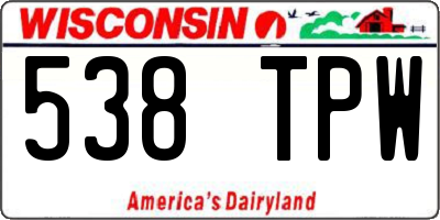 WI license plate 538TPW
