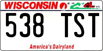 WI license plate 538TST