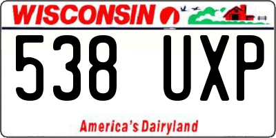 WI license plate 538UXP