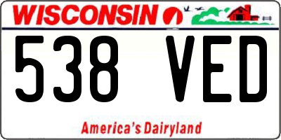 WI license plate 538VED