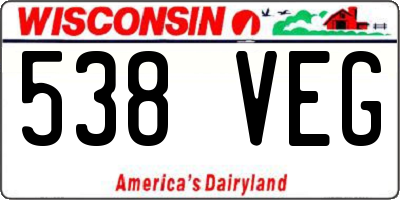 WI license plate 538VEG