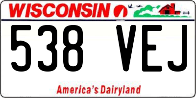 WI license plate 538VEJ