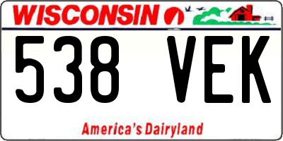 WI license plate 538VEK