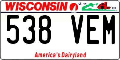 WI license plate 538VEM