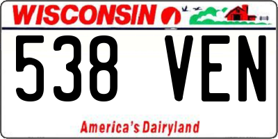 WI license plate 538VEN