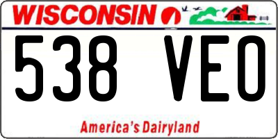 WI license plate 538VEO