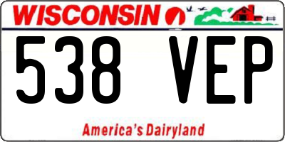 WI license plate 538VEP