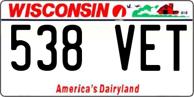 WI license plate 538VET