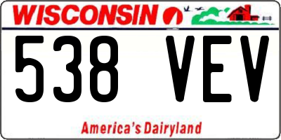 WI license plate 538VEV