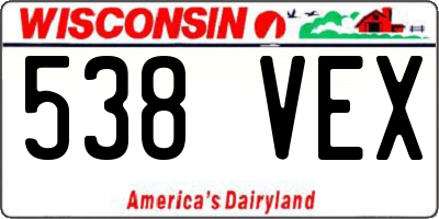 WI license plate 538VEX