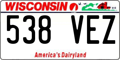 WI license plate 538VEZ