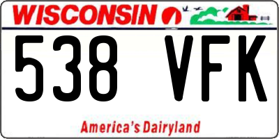 WI license plate 538VFK