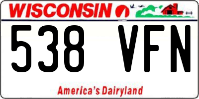 WI license plate 538VFN