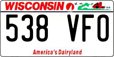 WI license plate 538VFO
