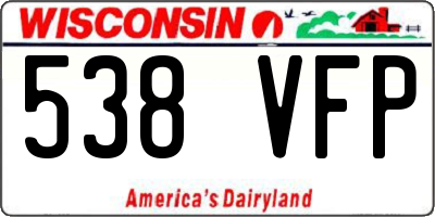 WI license plate 538VFP