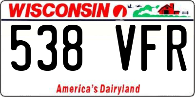 WI license plate 538VFR