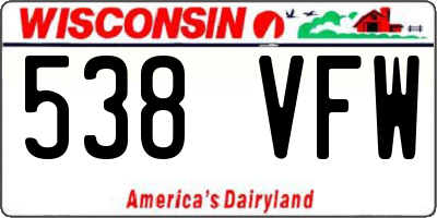 WI license plate 538VFW