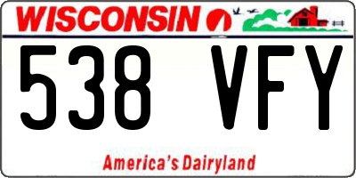 WI license plate 538VFY