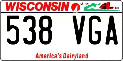 WI license plate 538VGA
