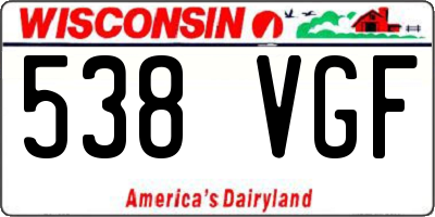 WI license plate 538VGF