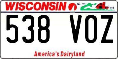 WI license plate 538VOZ